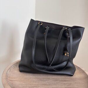 Coach Black Leather Tote Bag